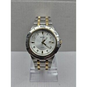 Relic by Fossil Gold Silver Two Tone Diamond Date Watch 50M Quartz New Battery